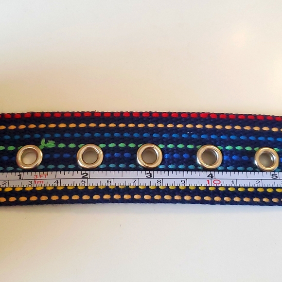 Belt Webbed Navy Blue With Rainbow Stitching - Picture 3 of 5